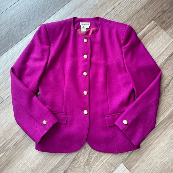 Vintage Jackets & Blazers - Vintage 90s Talbots Fuchsia Pink Jacket With Gold Buttons